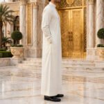 Offwhite Formal Saudi Style Thobe for Men – Traditional Arabic Islamic Long Sleeve Thobe - Image 3