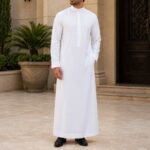 White Formal Saudi Style Thobe for Men – Traditional Arabic Islamic Long Sleeve Thobe - Image 5