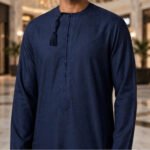 Navy Blue Omani Thobe For Men - Image 2