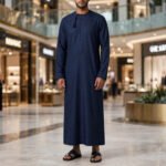 Navy Blue Omani Thobe For Men