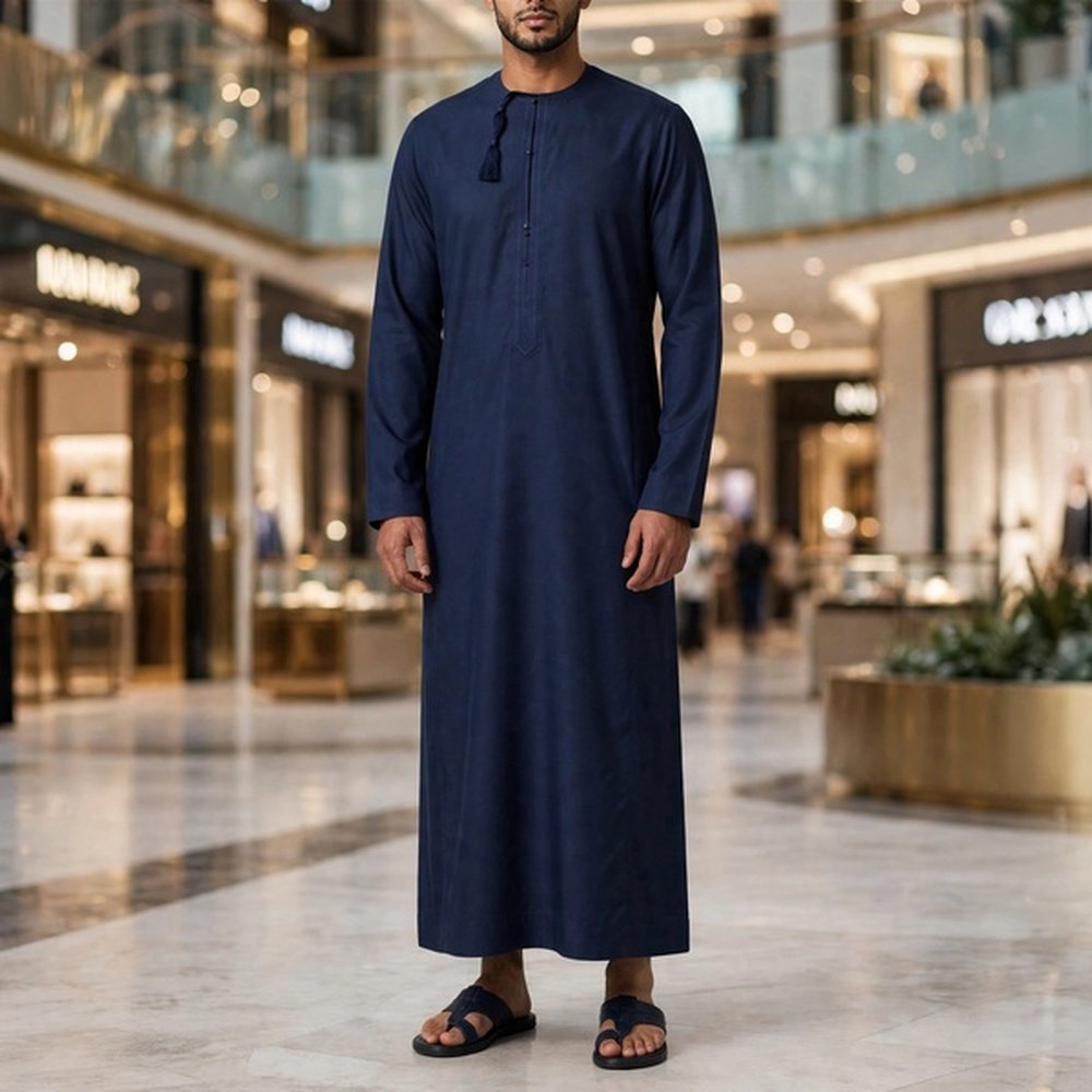 navy blue Navy Blue Omani Thobe For Men - Image 1