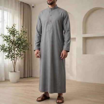 Men's Arabic Embroidered Thobe (Jubba)