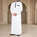 White Designer Thobe - Al-Rijaal Designs - Image 2