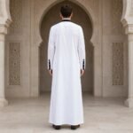 White Designer Thobe - Al-Rijaal Designs - Image 3