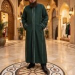 Al-Rijaal Dark Green Azhari Thobe | Contrast Piping Imam Jubba for Men