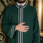 Al-Rijaal Dark Green Azhari Thobe | Contrast Piping Imam Jubba for Men - Image 2