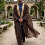 Al-Rijaal Brown Royal Bisht | Gold Trim Arabic Cloak for Men - Image 2