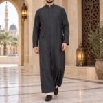 Al-Rijaal Charcoal Grey Premium Azhari Thobe | Imam Jubba | Saudi Style Long Thobe for Men