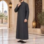 Al-Rijaal Charcoal Grey Premium Azhari Thobe | Imam Jubba | Saudi Style Long Thobe for Men - Image 3