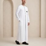 White Designer Thobe - Al-Rijaal Designs - Image 4