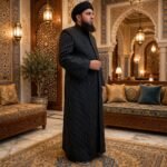Al-Rijaal Black Pinstripe Azhari Thobe | Imam Jubba for Men - Image 2